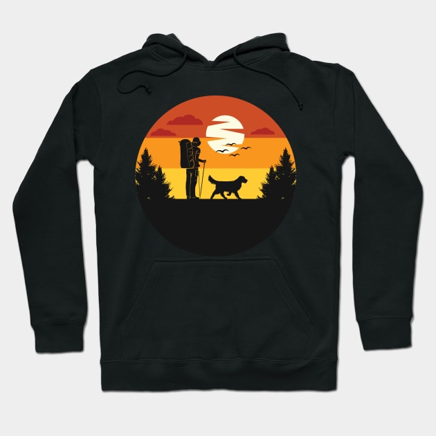 Vintage Dog Owner - Hiking With Dog Hoodie by TeeTypo